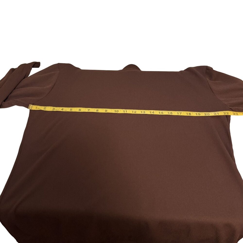 Vintage 70's Jantzen Chocolate Brown Ribbed Long Sleeve Turtleneck Top Medium - Picture 7 of 9